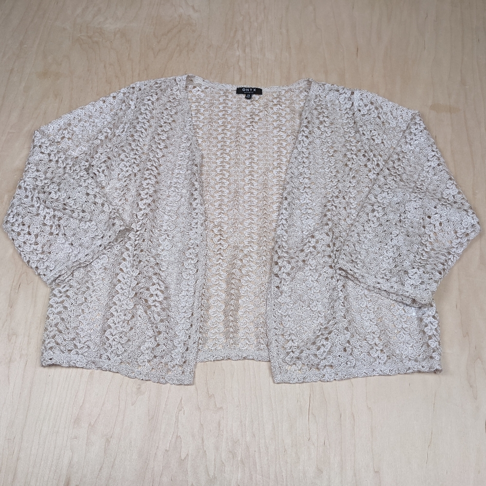 Onyx, Tan, Open Knit Cardigan Women's (2X)